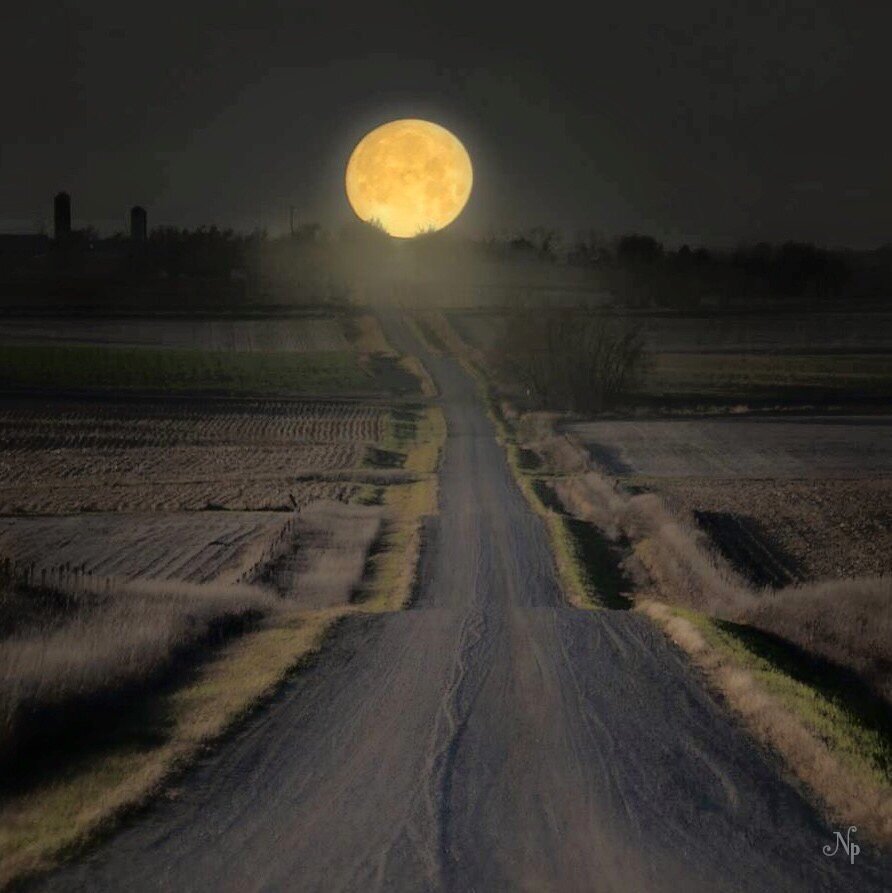Уходящая Луна. Лунная дорога. Дорога к Луне. Уходящая Луна фото.
