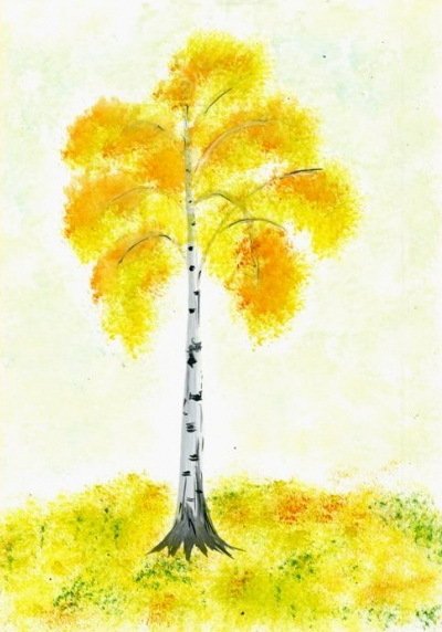Береза методом тычка осень