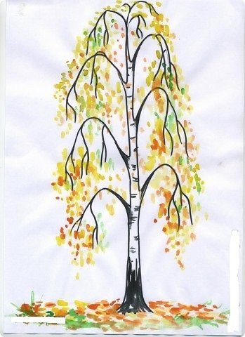 Рисование осенние Берёзки