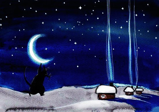 Нарисовать иллюстрацию ночь перед Рождеством