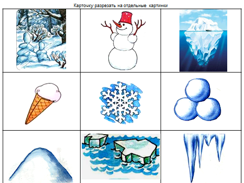 Предметы зимы для дошкольников