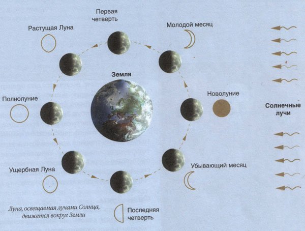 Схема вращения Луны вокруг земли