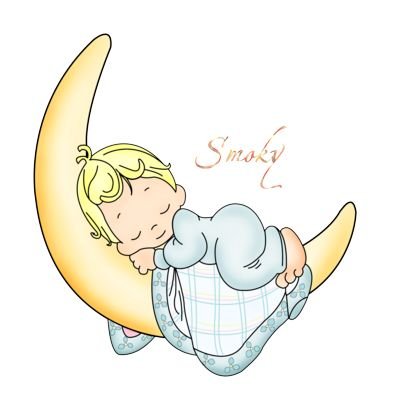 Спящий Ангелочек на Луне