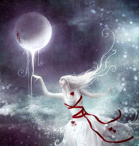 Девочка тянется к Луне