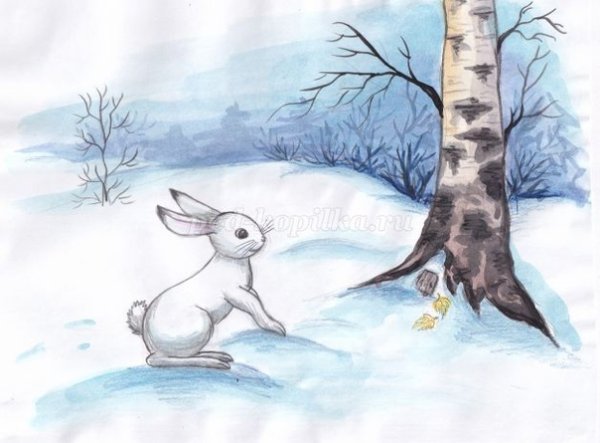 Зайцы на зимней Поляне