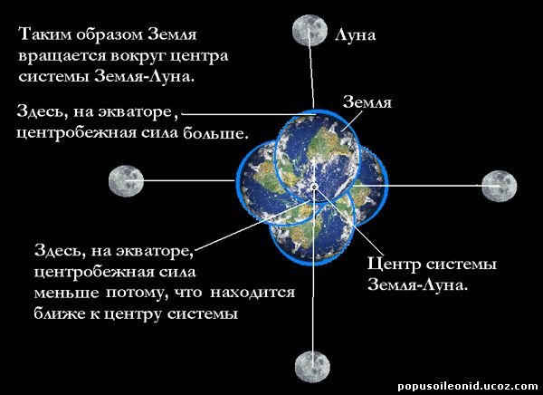 Схема вращения земли и Луны вокруг солнца