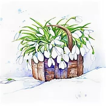 Подснежники в корзине для детей