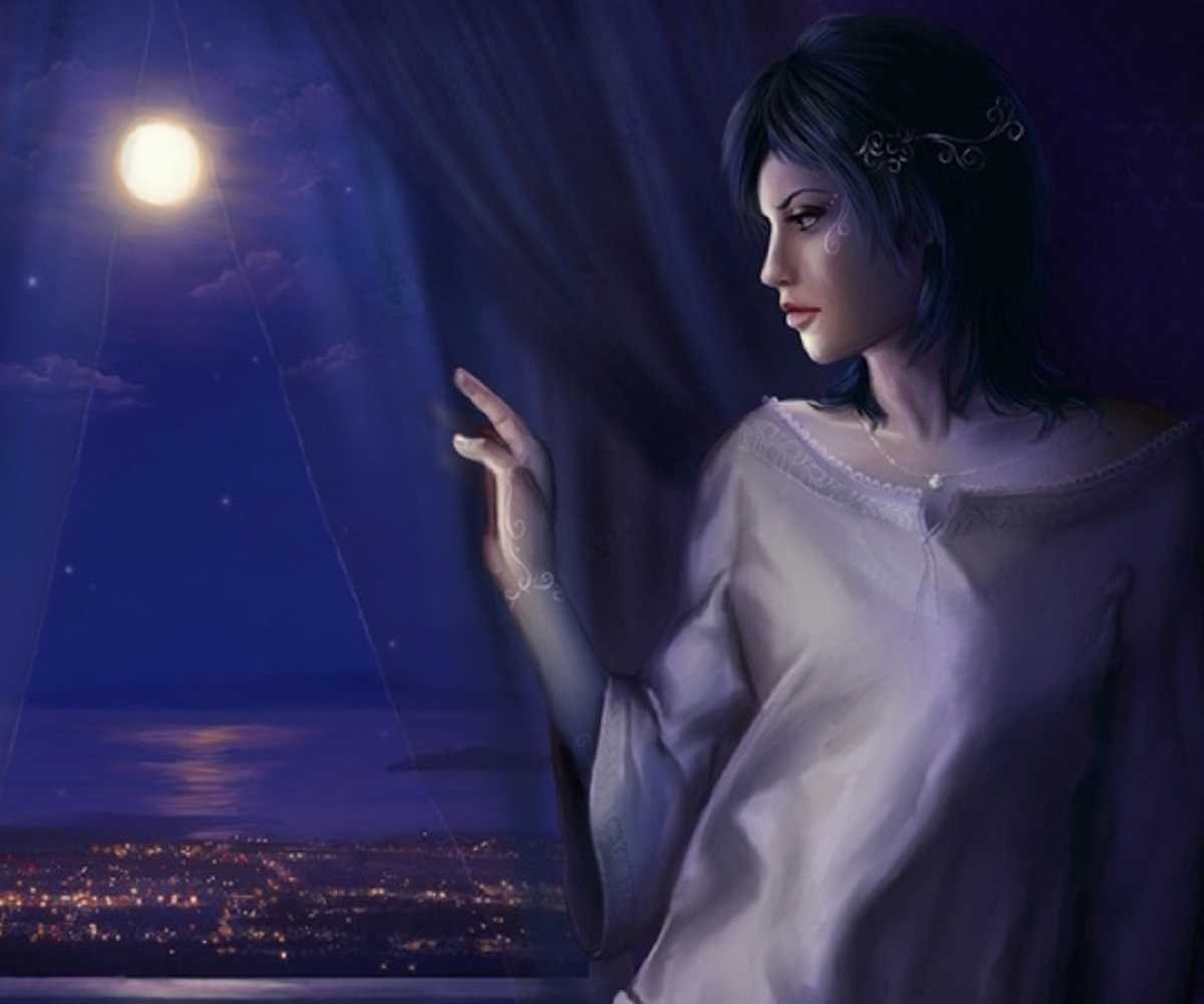 Озаренный светом луны. Женщина в ночи. Девушка-Луна. Девушка и ночь. Ночные мечтания.