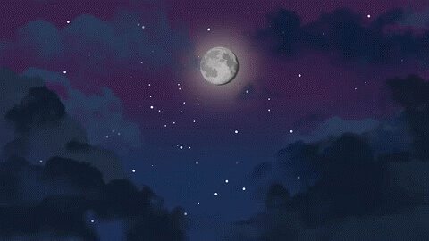 Гифка Луна и звезды