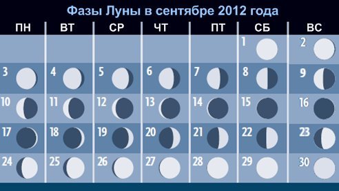 Вид Луны в течение месяца