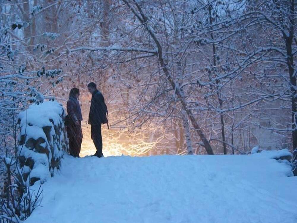 Девушка в зимнем лесу со спины (52 фото)