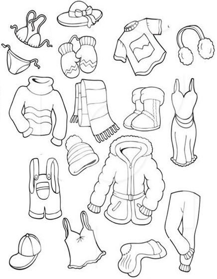 Зимняя одежда раскраска для детей