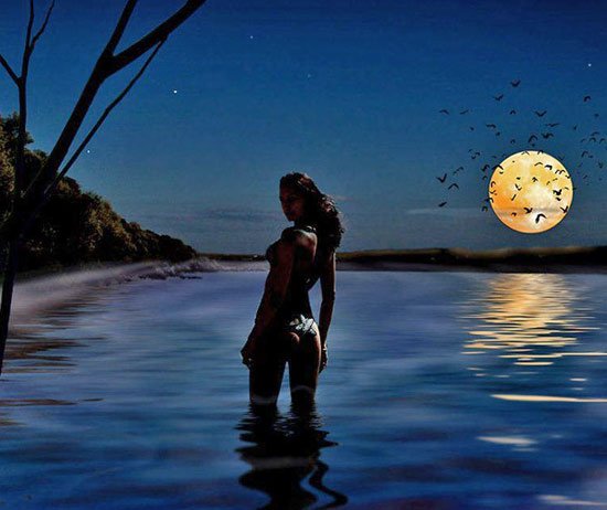 Девушка озеро Луна