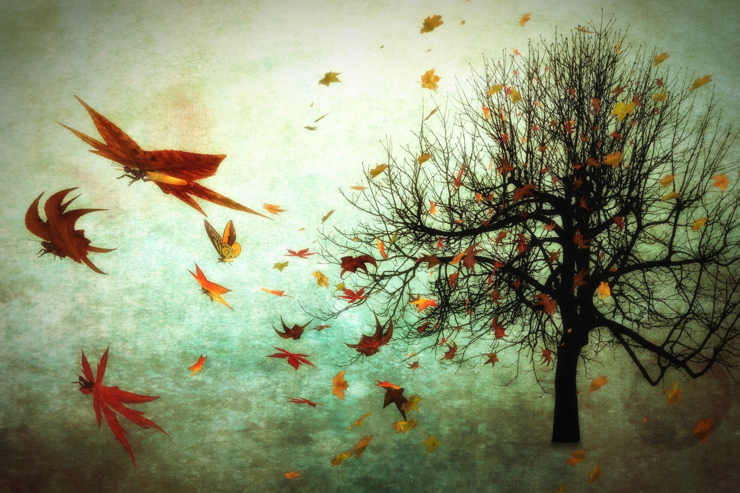 Слушая гул осеннего ветра. Осенние птицы. Осеннее дерево на ветру. Осень ветер. Листья живопись.