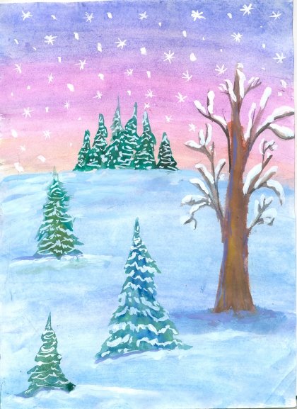 Зимний пейзаж для детей 5-6 лет