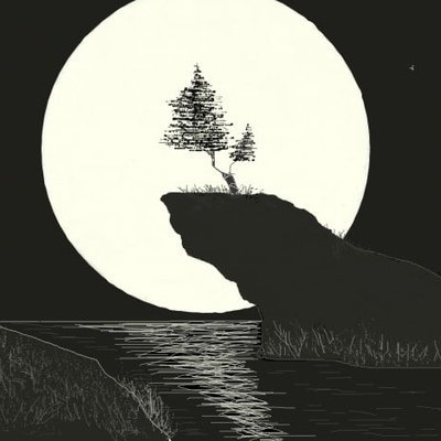 Ночной пейзаж карандашом