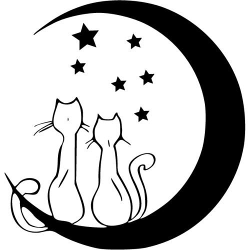 Трафарет котик на Луне