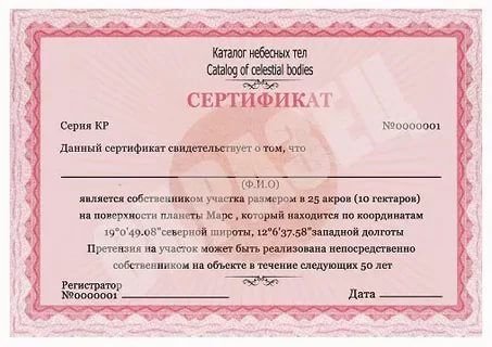 Шуточный сертификат на покупку