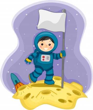 Космонавт на Луне рисунок