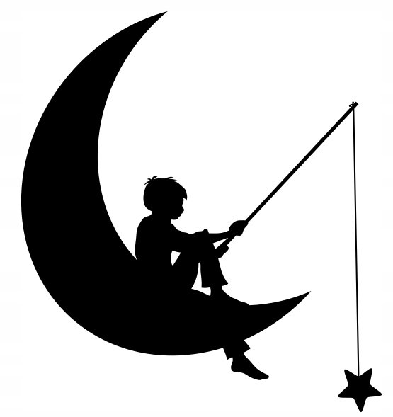 Мальчик на Луне с удочкой
