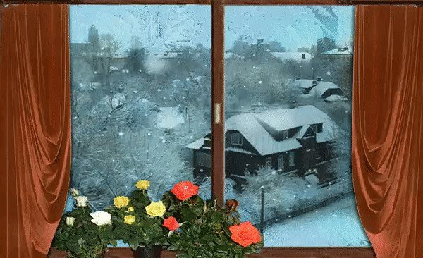 Зима снег за окном