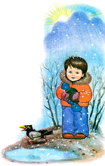 Оттепель рисунок для детей