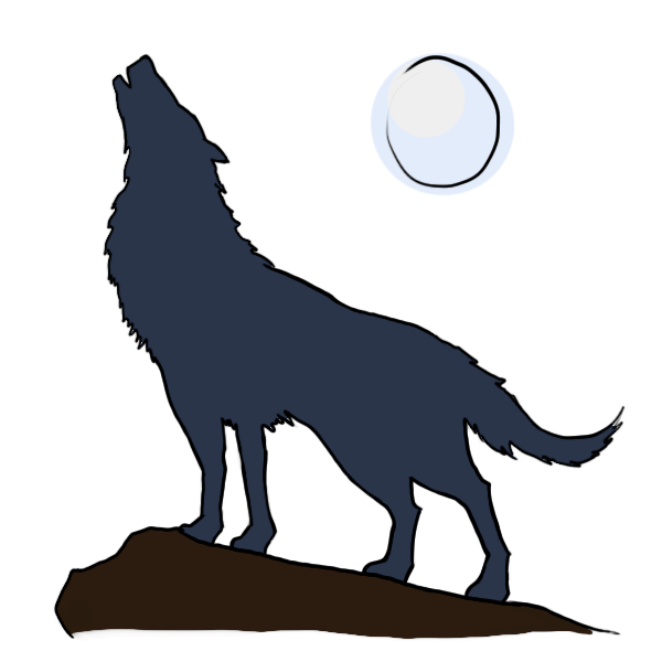 Волк воет на луну контур
