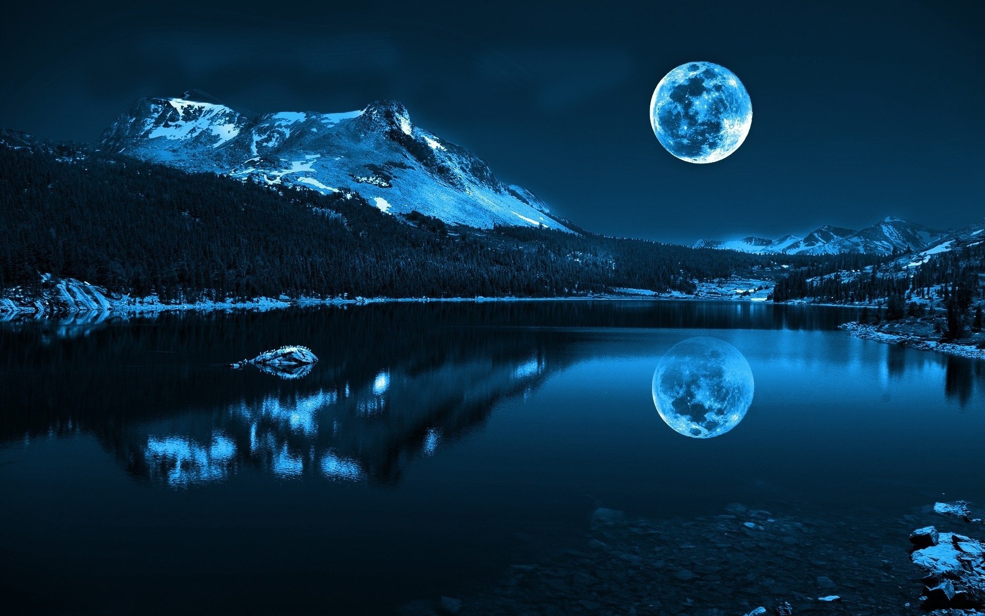 Ночь с луной 4. Горы ночью. Луна. Пейзаж с луной. Горы на Луне.