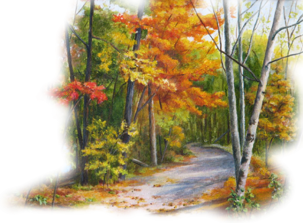 Пейзажи осени на прозрачном фоне