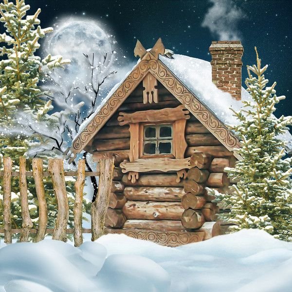 Избушка в зимнем лесу