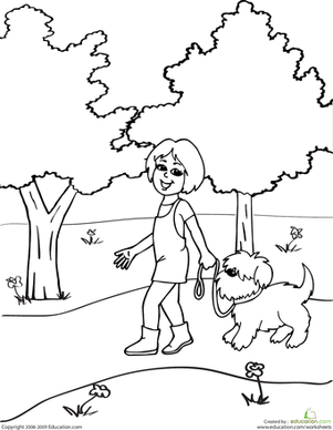 Раскраска дети гуляют в парке