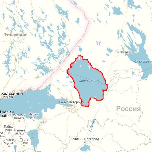 Ладожское и Онежское озеро на карте