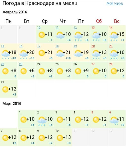 Погода в Краснодаре
