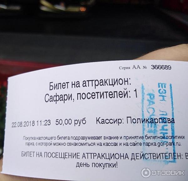Билет в парк развлечений