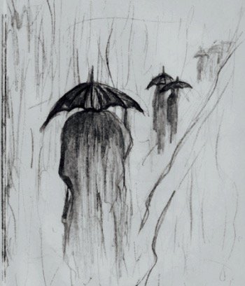 Дождливый день карандашом