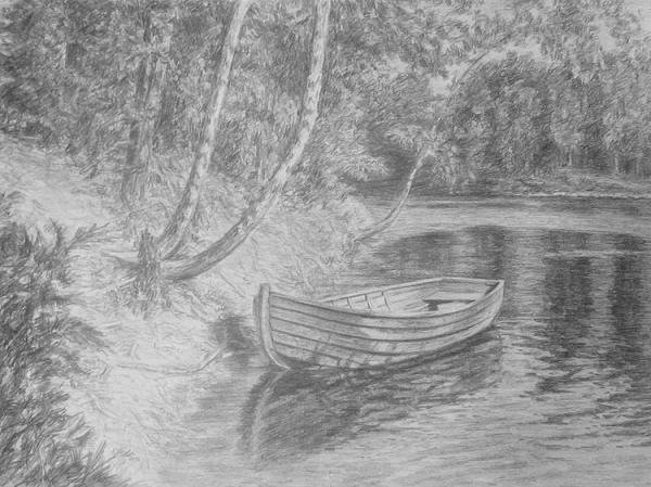 Водный пейзаж карандашом