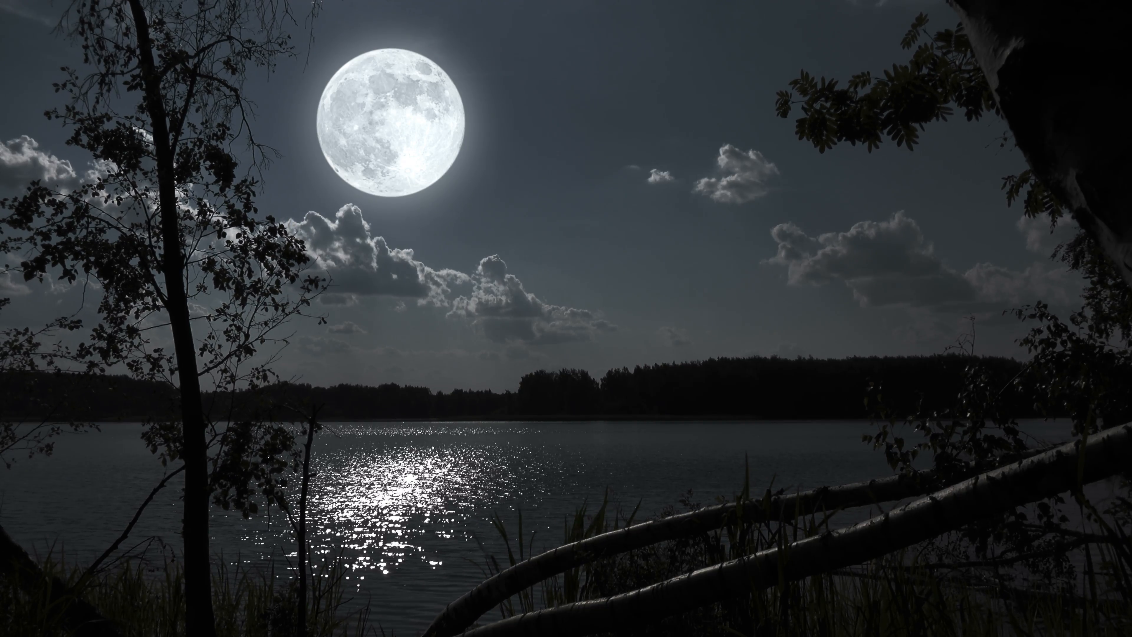 Лунная ночь. Луна. Ночное озеро. Лунный пейзаж. Слушать песни лунная ночь