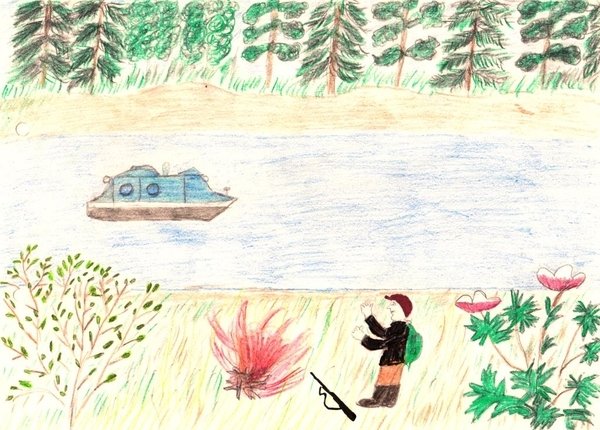 Иллюстрация к рассказу Васюткино озеро Виктор Петрович Астафьев