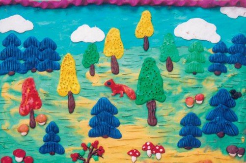 Летний пейзаж из пластилина