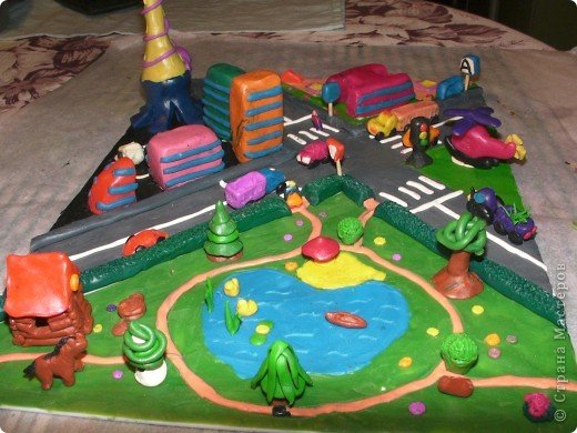 Городской парк из пластилина