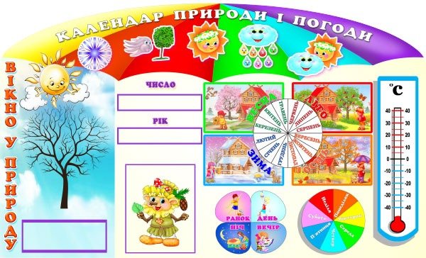 Календарь природы в детском саду на липучках