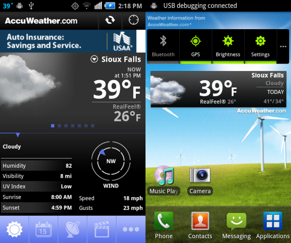 ACCUWEATHER widget для андроид