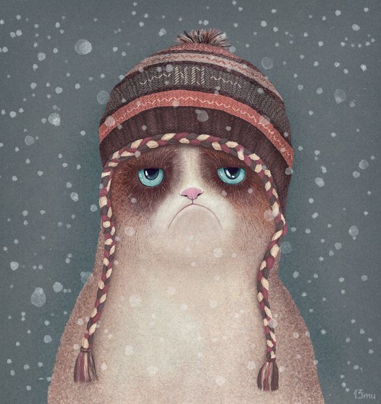 Грустный кот в шапке