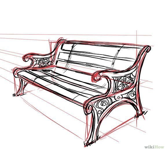 Лавочка карандашом