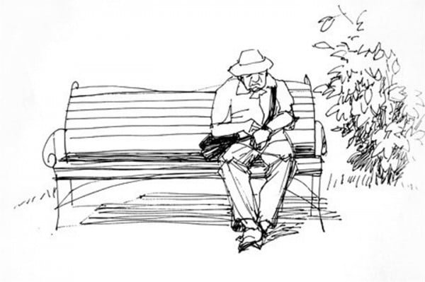 Зарисовки людей карандашом на улице