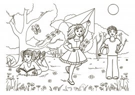 Картинки дети гуляют в парке раскраски (64 фото)