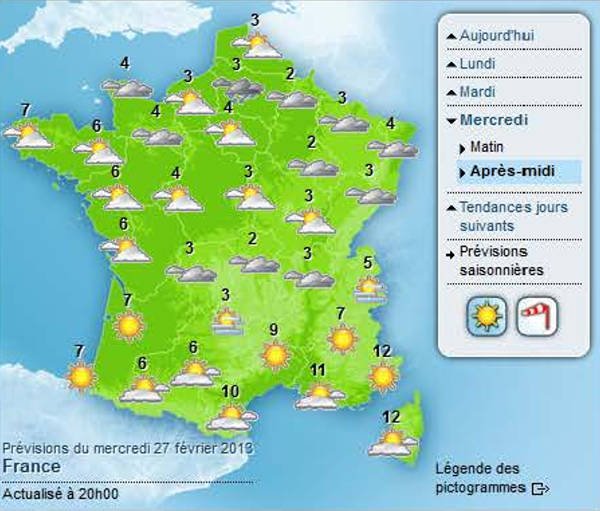 Карта погоды на французском