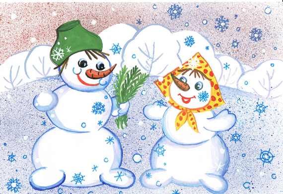 Рисование Снежная баба