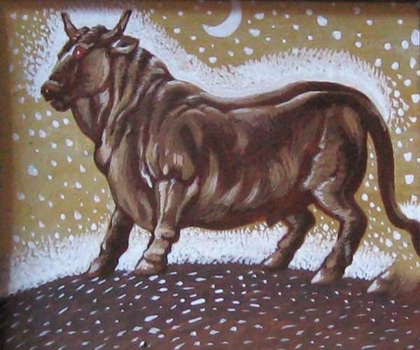 Картина акрилом бык