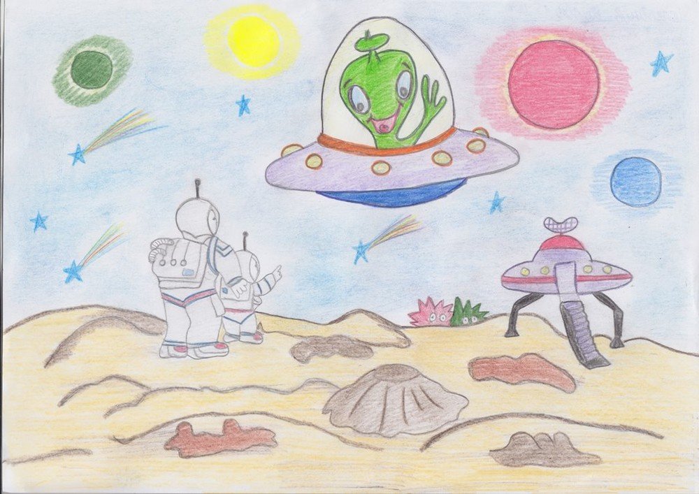 Нарисовать дом на луне окружающий мир 1. Рисунок на тему космос. Рисунок на космическую тему. Рисование космос. Детский рисунок на тему космос.